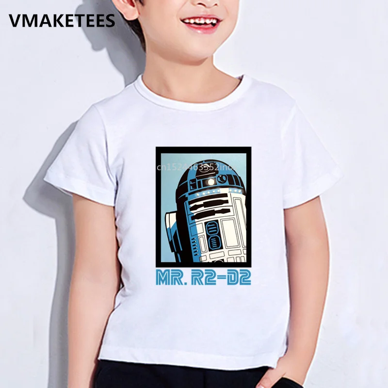 Детские футболки с принтом Звездные войны робот R2-D2 Детская летняя футболка