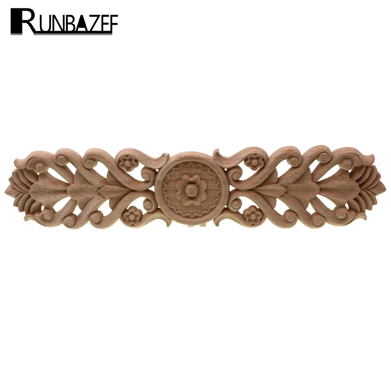 

RUNBAZEF Woodcarving Decal Corner Applique Frame Door Decorate Wall Furniture Decorative Figurines Wooden Miniatures Ornaments