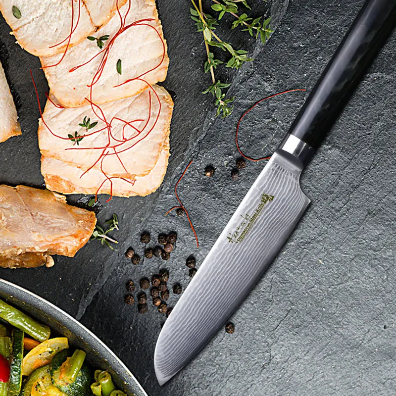 Damascus Knives 5 дюймовый нож Santoku японский кухонный VG10 ультраострые ножи из