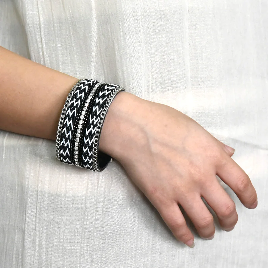 Модные широкие Кожаные браслеты для Для женщин Магнитная застежка браслет