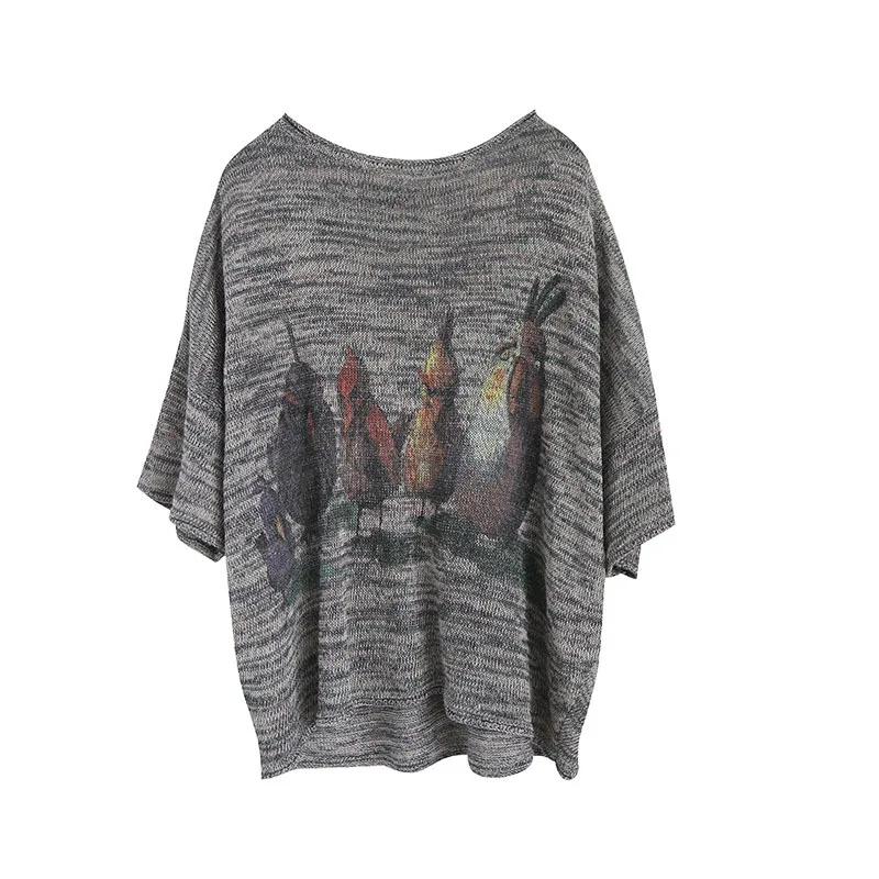 Женщины Лето O-образным Вырезом Ретро Футболки Отпечатано Винтаж Характер