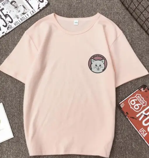 Summer Novelty Women T Shirt Harajuku Kawaii Cute Style Nice Cat Print T-shirt New Short Sleeve Tops Size S-3XL | Женская одежда