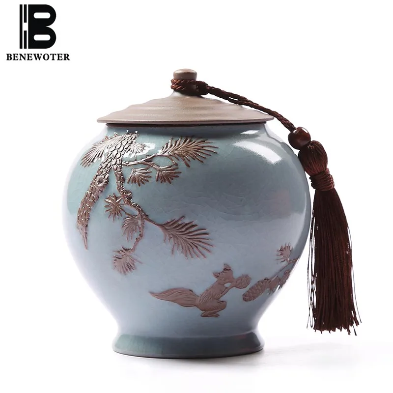 Винтаж Чай комплект Caddy ПУ эр контейнер Керамика хранения машина для просеивания