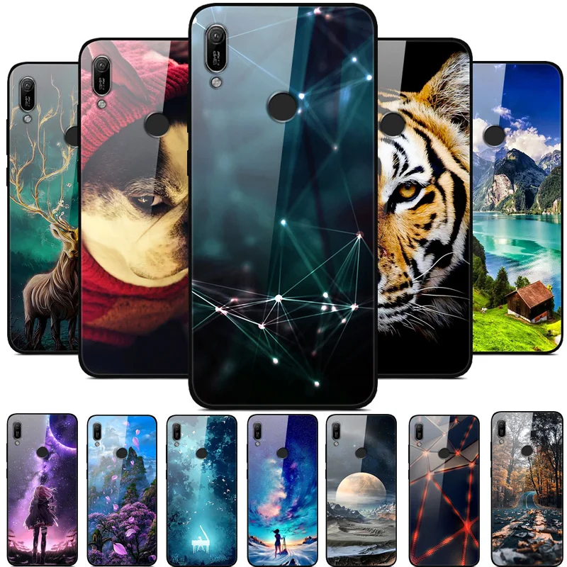 Для huawei Y6 Prime чехол из закаленного стекла чехол твердая задняя крышка чехол для телефона для huawei Y6 Y6 Prime TPU бампер чехол s