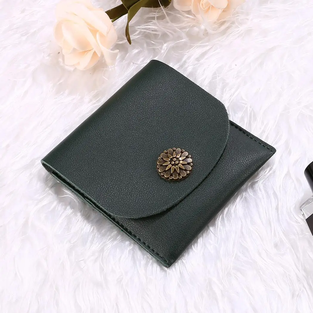 Для женщин ультра тонкий ретро кнопка с держателями карт квадратный мини