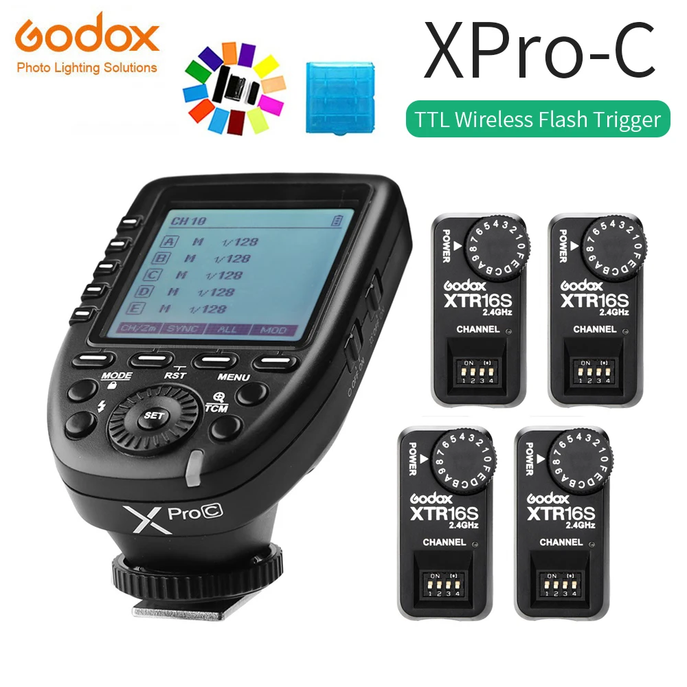 Godox XPro-C E-TTL II 2 4G Беспроводная X СИСТЕМА HSS ЖК-экран передатчик + XTR-16S приемник для Canon