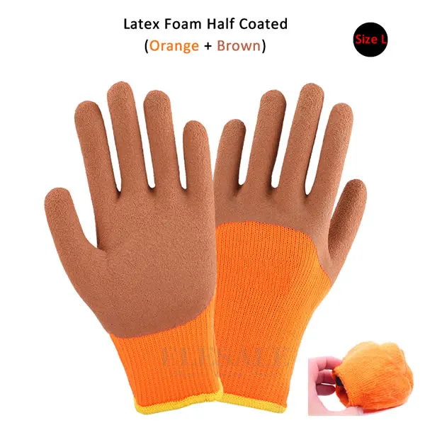 Orange Brown 1/пара зимние теплые рабочие защитные перчатки, противоскользящие латексные резиновые садовые перчатки для рабочих строителей, защита рук - Цвет: Orange Brown