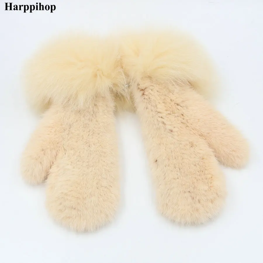 Женские перчатки из натурального меха норки 2020 милые женские с лисьим мехом