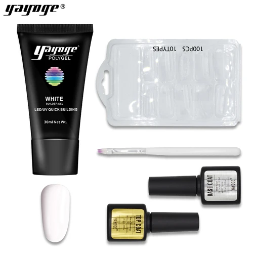 white poly gel Set YAYOGE полигелевый набор для наращивания ногтей, набор из полигеля для быстрого наращивания, прозрачный камуфляж, УФ светодиодный лак для скульптуры - Цвет: white poly gel Set