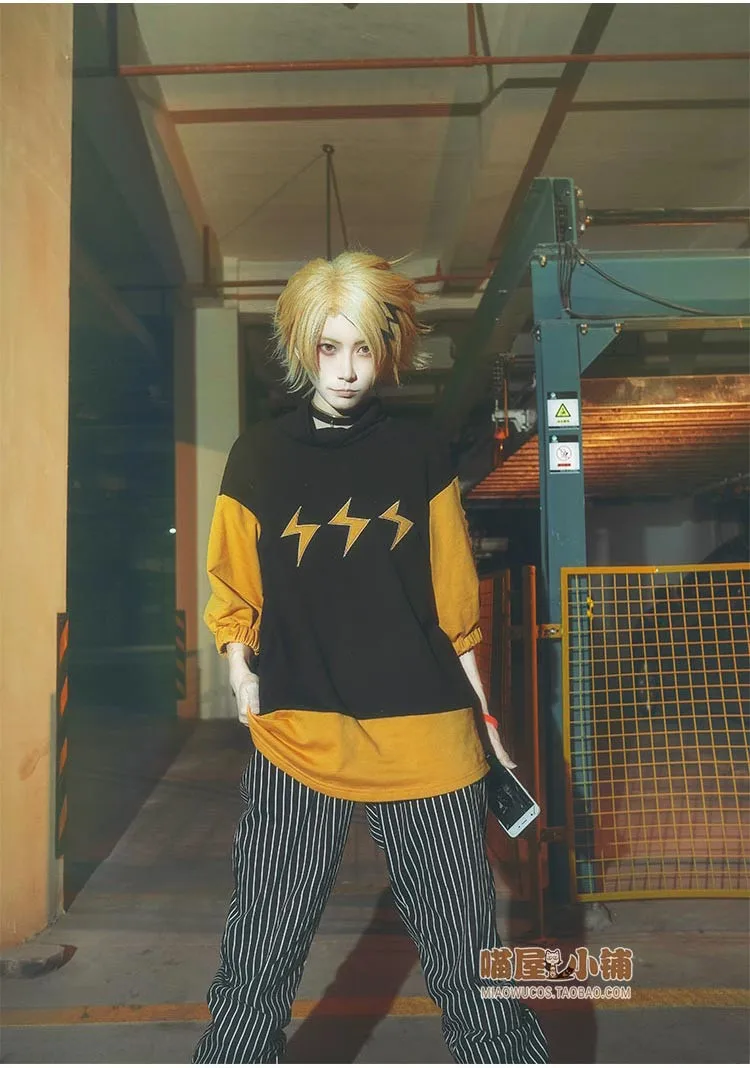 MY HERO Academy Denki Kaminari, костюм для косплея, униформа на Хэллоуин, рубашка+ штаны+ S-XL на шею