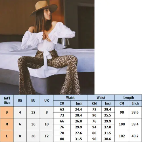 Женские облегающие брюки клеш с леопардовым принтом и высокой талией|Брюки| |