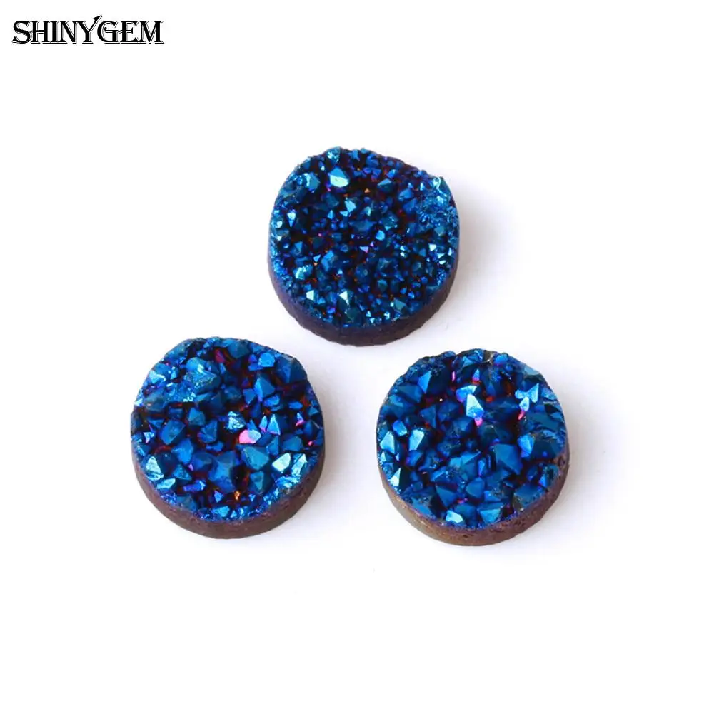 ShinyGem 12 мм Круглый камень друзы кабошон для колец минеральный кристалл кабошон натуральный камень бусины для рукоделия ювелирных изделий