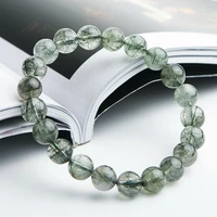 natural green rutilated quartz stretch women men bracelet green rutilated quartz 8mm 9mm 10mm clear round beads bracelet aaaaa