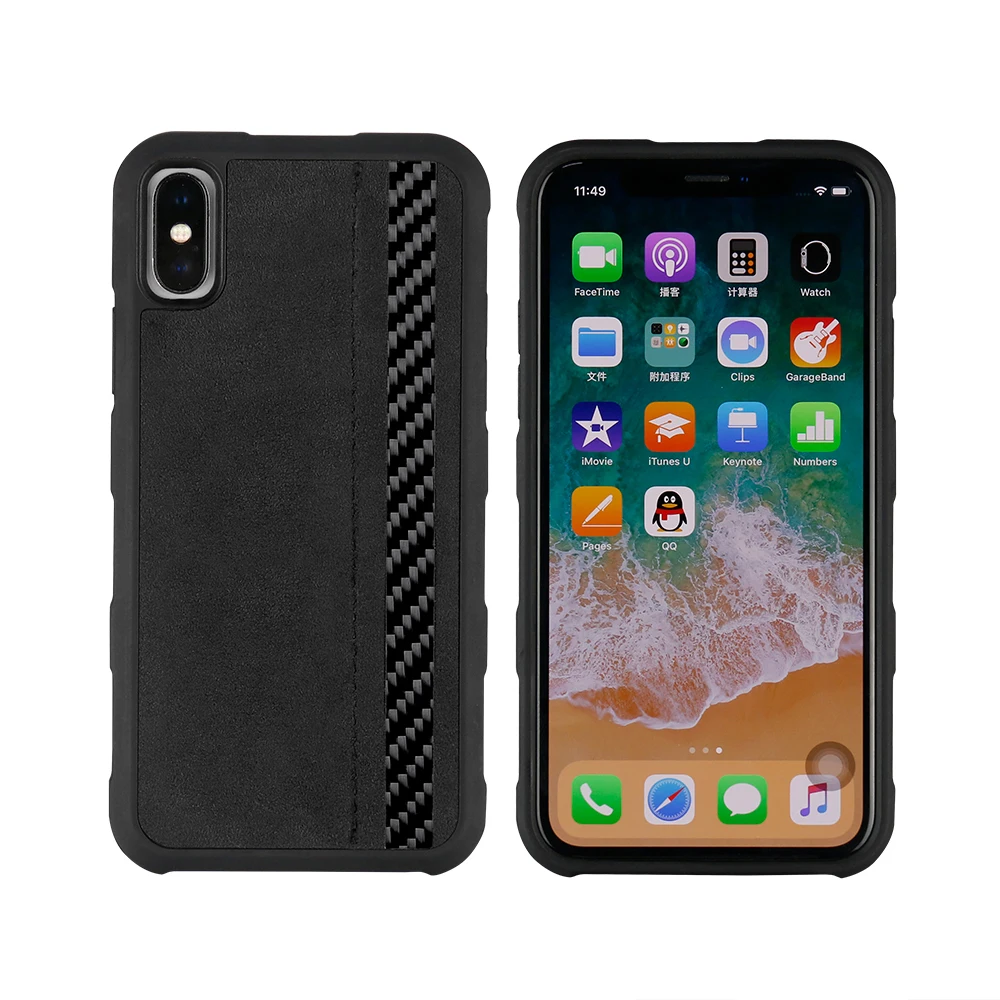 

Luxury Business Soft TPU Carbon Fiber Case For iPhone X Case Cover Alcantara Anti-knock For iPhone X Full Protect Phone Case