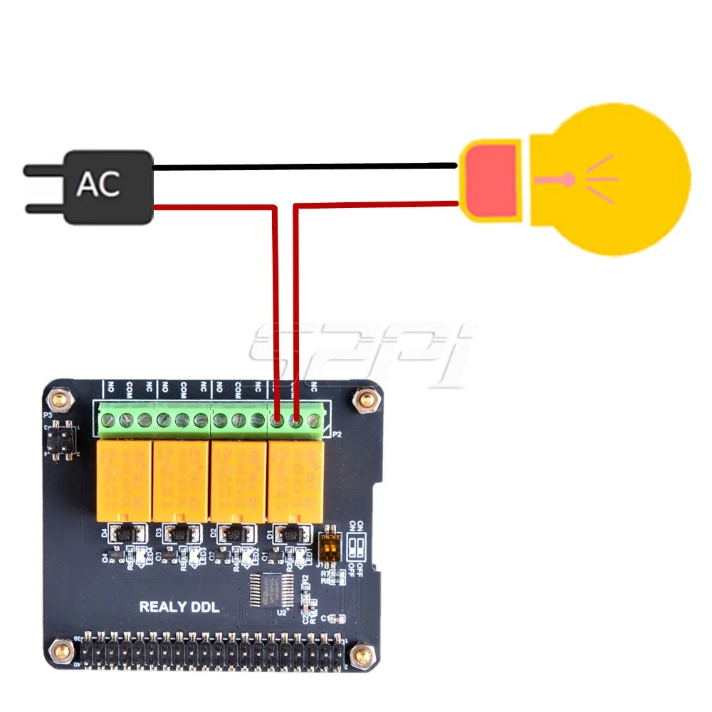 Оригинальная 4 канальная релейная плата 52Pi для Raspberry Pi B / 3B + (Plus) 2B RPi не входит в