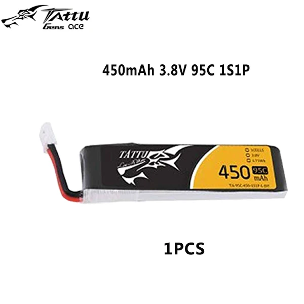 1PCS 450mAh 1S Tattu 450mAh 3,8 V HV 95C 1S1P Lipo аккумулятор с JST-PHR разъемом для крошечного Hawk-Long Pack - Цвет: 1PCS 450mAh 1S