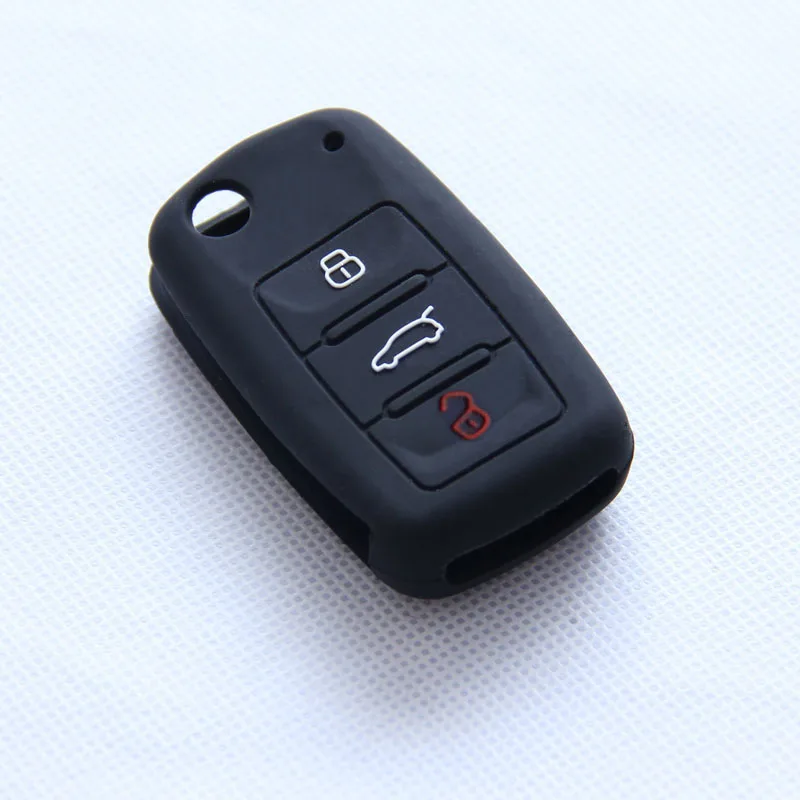 Черный Чехол для ключей автомобиля VW POLO Golf 4 5 6 Passat B5 B6 Touran Bora Caddy Tiguan Jetta T5 Touareg Beetle Volkswagen Seat Skoda - Цвет: Черный