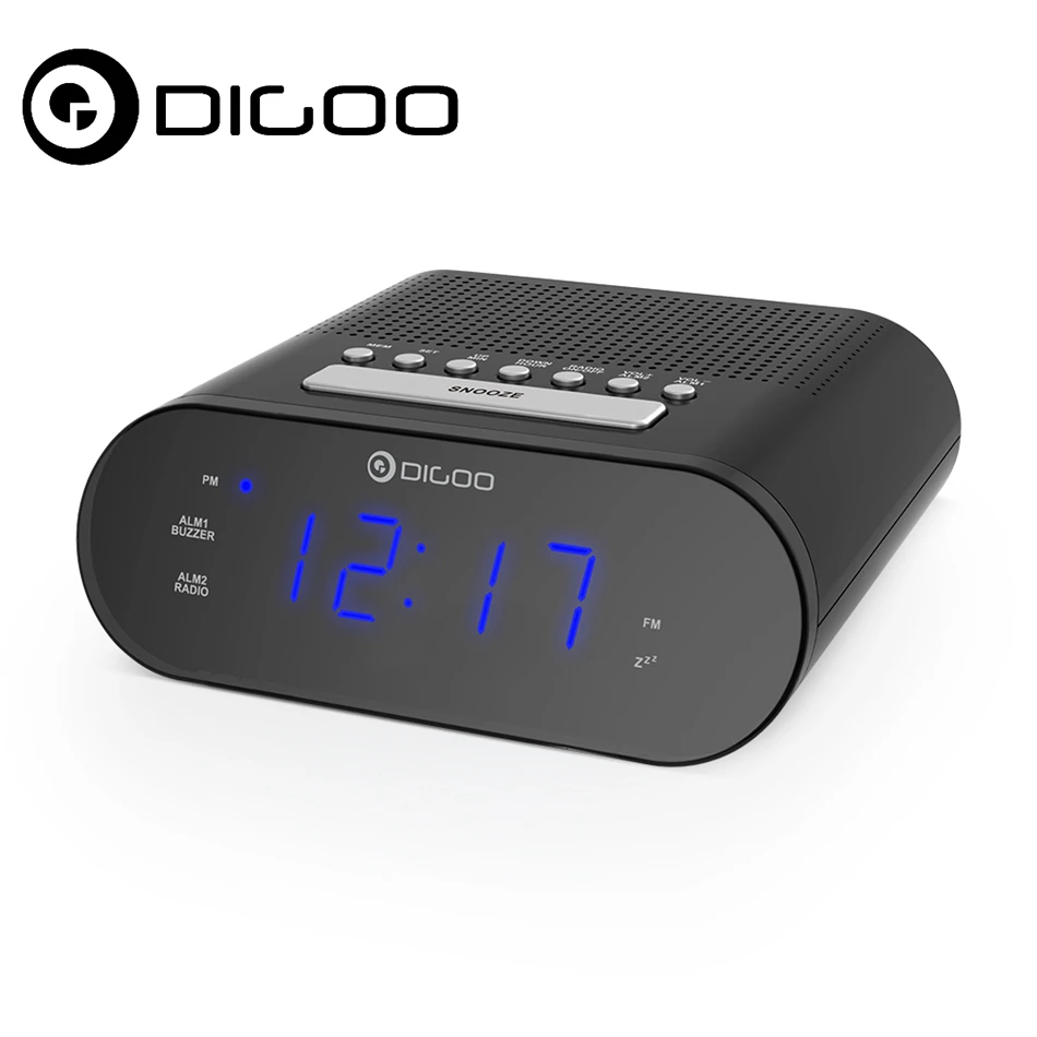 DIGOO светодиодный смарт будильник с цифровым дисплеем и FM радио регулируемый