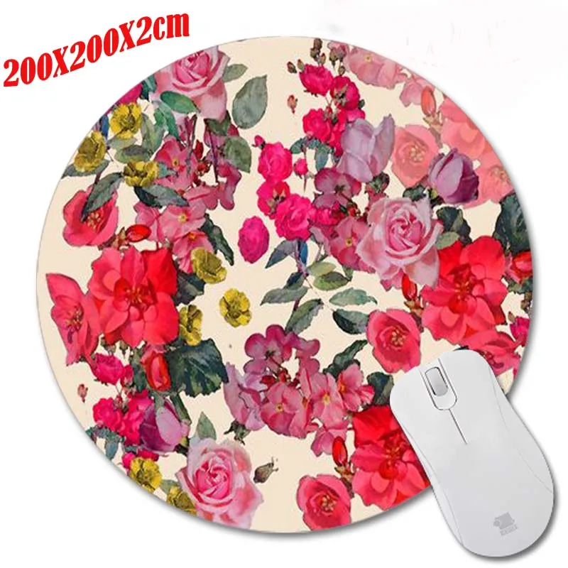 Коврик для мыши с принтом в виде красных цветов резиновый нескользящий подходит