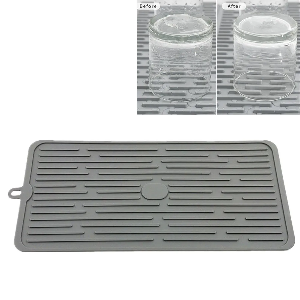 Bar Silicone Drain Pad Drying Mat Dish Kitchen Thick Counter Deep Grooves Dry Water glass drain pad Tampon de silicone M3 | Дом и сад