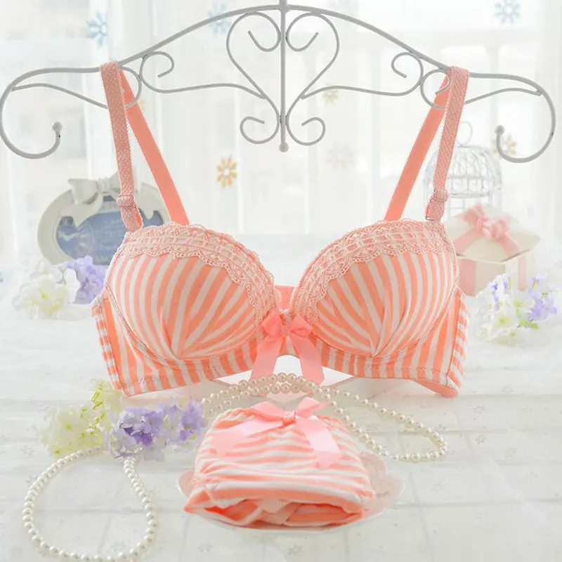 1 полосатый детский хлопковый бюстгальтер без косточек для девочек красивый