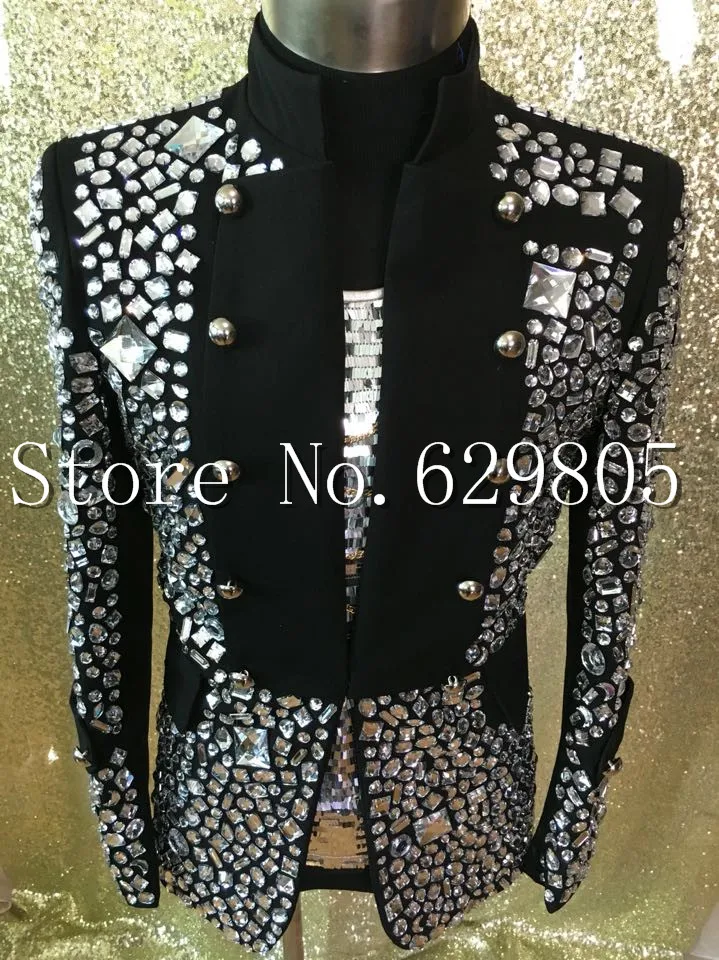 Женская Черная куртка с кристаллами под заказ верхняя одежда для диджея певицы