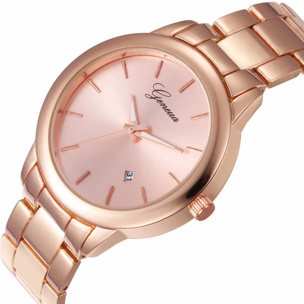 2018 Fashion Luxury brand watch Geneva Watch Crystal Stainless Steel Quartz-Watch Women Wrist Watches For 100pcs/lot | Наручные часы