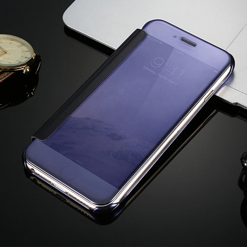 Kisscase покрытие зеркало флип чехол для телефона iPhone 6 6S 7 8 Plus Clear Чехол 5 5S se X 10