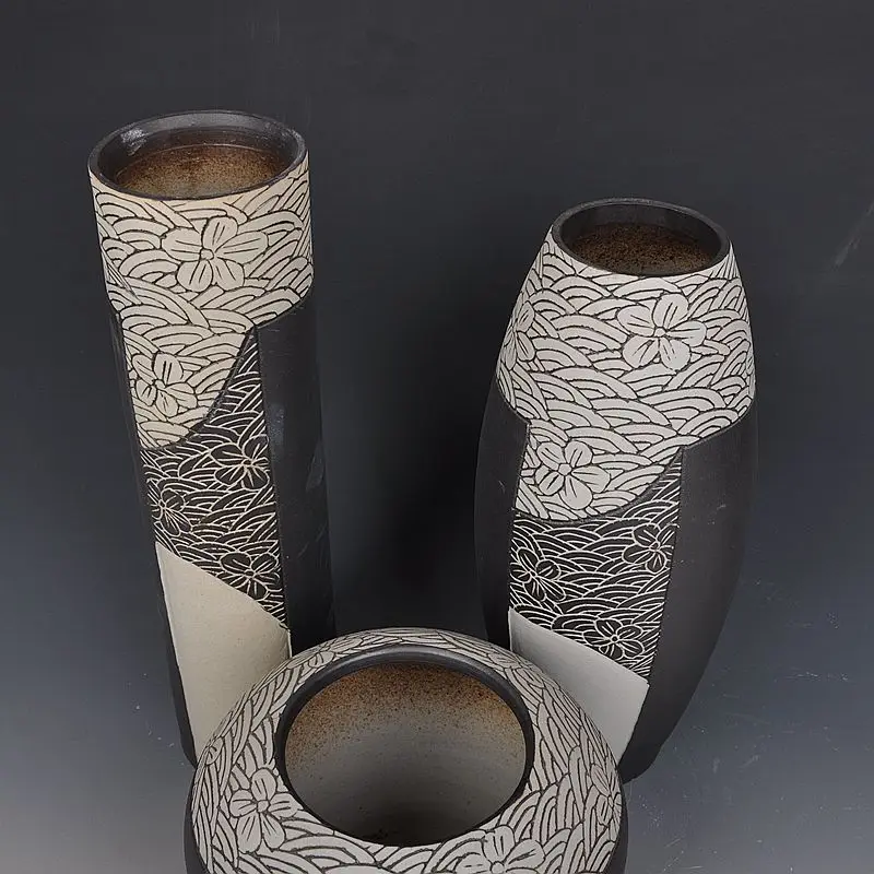 

Jingdezhen ceramic color glaze vase fambe three piece Home Furnishing classical handmade creative crafts decoration decoration