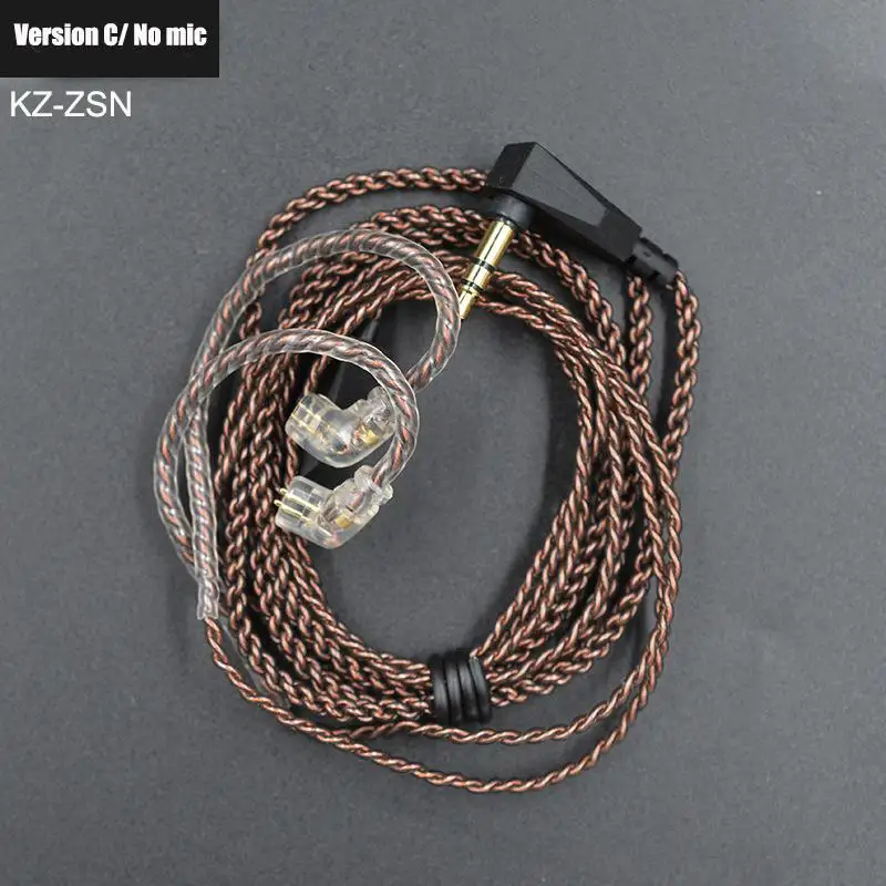 KZ 3,5 мм OFC 0,75 мм контактный кабель для наушников KZ ZS6/ZST/ZSR/ZS10 наушники универсальное использование кабели с микрофоном без микрофона
