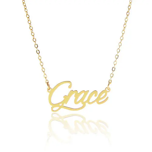 Dainty Grace Name Necklace for Women Kids Script Pendant Gold Stainless Steel Popular Nameplate Letter Jewelry Gift NL2422 | Украшения и