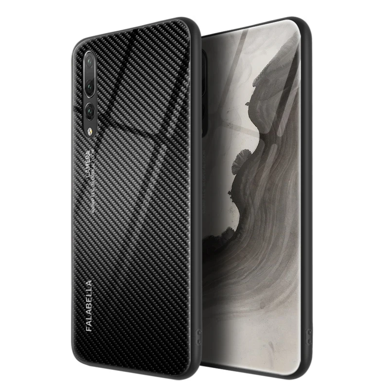 Чехол из закаленного стекла Mate20 для Huawei Mate 20 Pro X P20 текстура углеродного волокна