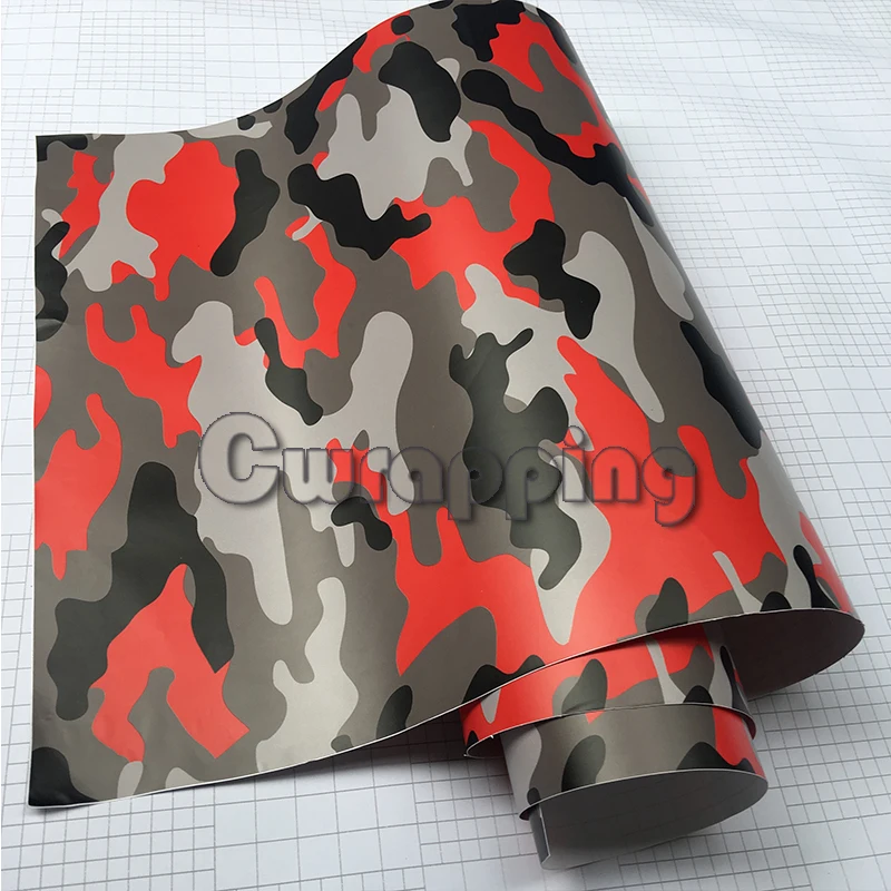 

Red Black Grey Urban Camouflage Vinyl Motorcycle Car Vehicle Scooter DIY Wrapping Sticker Adhesive Camo Film Wrap