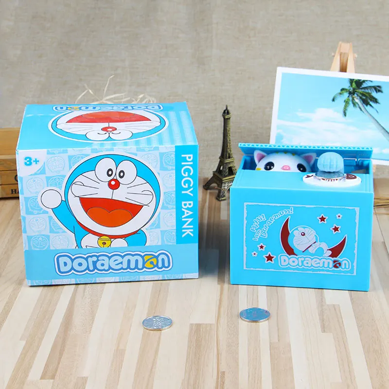 Хорошее ночной полет Doraemon денежный ящик очаровательны копилку Электрический