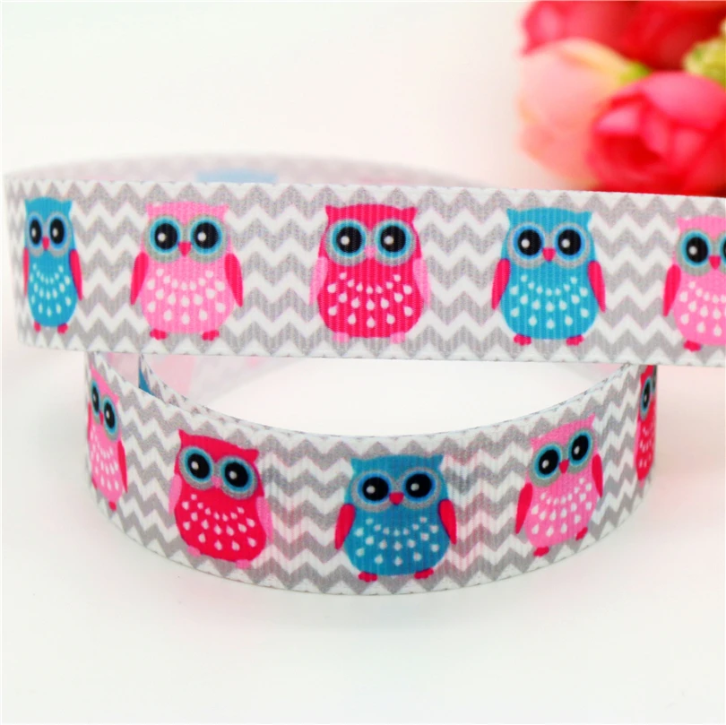 DHK 7/8 'ɵ ярдов Сова коала медведь шеврон печатная корсажная лента головной