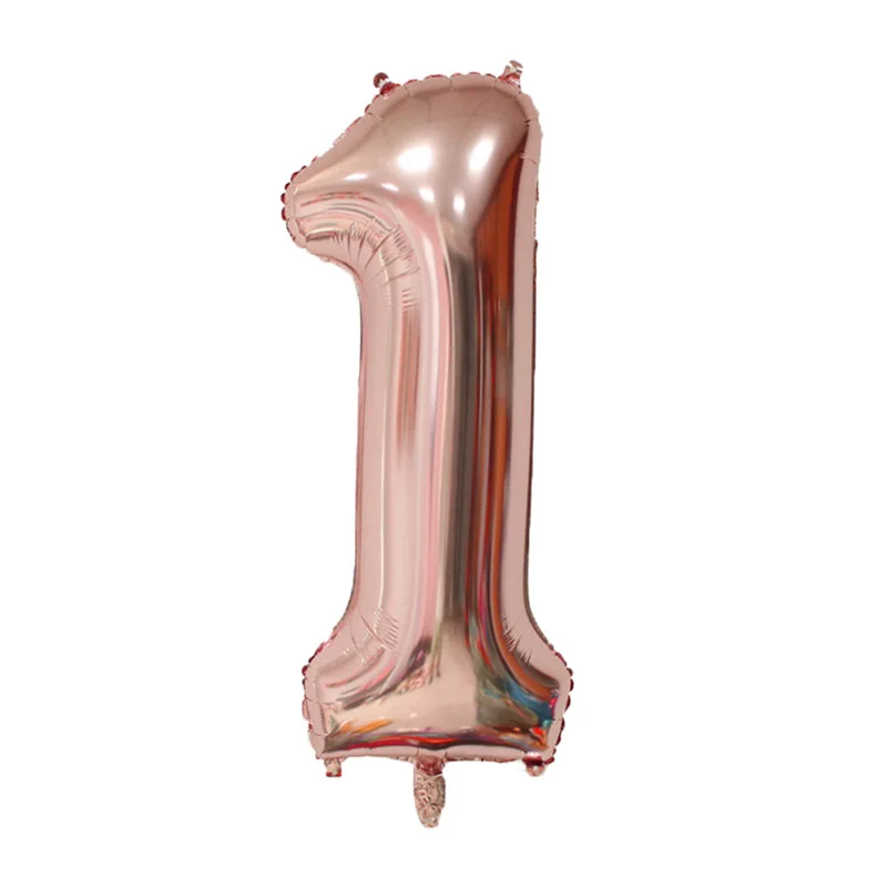 Rose gold 1 Золотое серебряное число воздушный шар из фольги цифра Гелиевый шар День рождения Свадебные украшения надувные воздушные цифры - Цвет: Rose gold 1