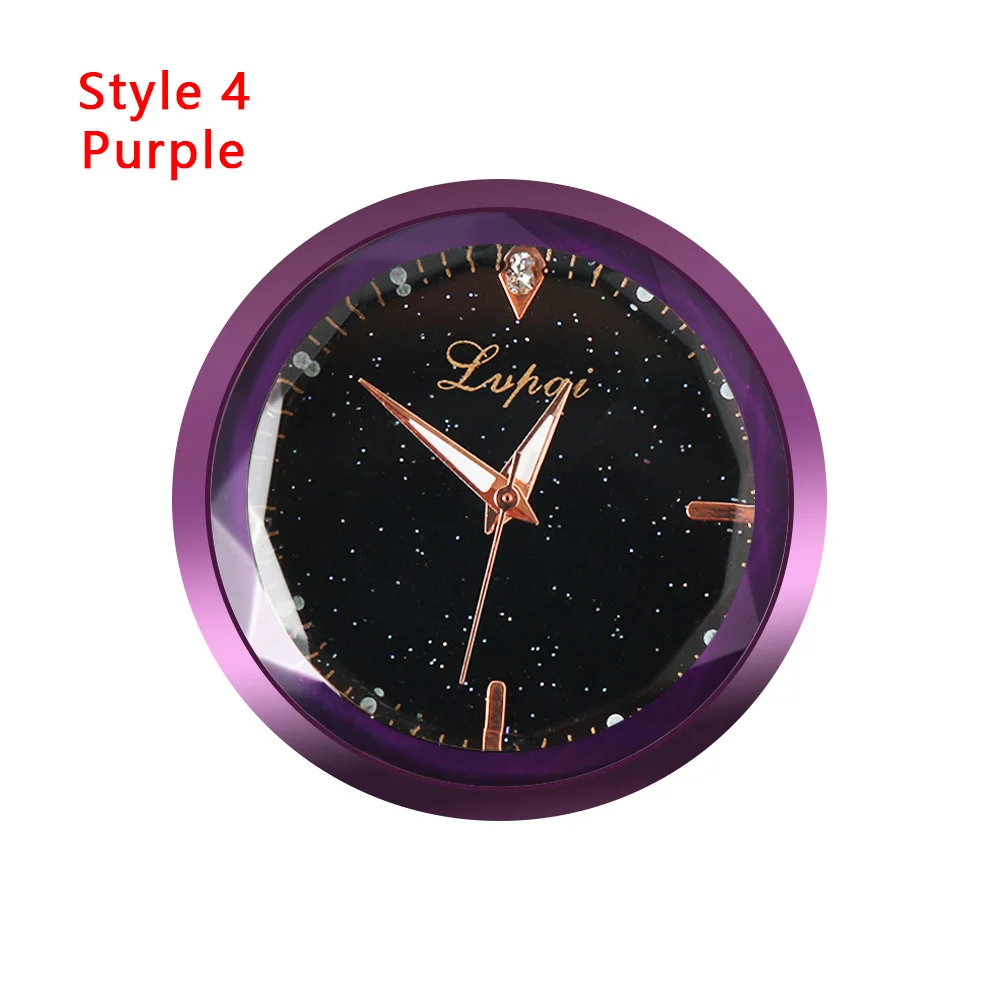 Style 4 purple Автомобильные декоративные часы для интерьера, кварцевые аналоговые часы WatcCah, автомобильные часы-наклейка, аксессуары для салона автомобиля - Цвет: Style 4 purple