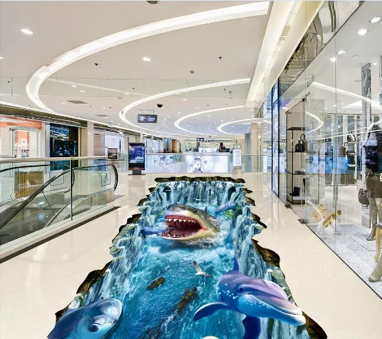 

[Self-Adhesive] 3D Ocean Dolphin Shark 6 Non-slip Waterproof Photo Self-Adhesive Floor Mural Sticker WallPaper Mural Print Decal