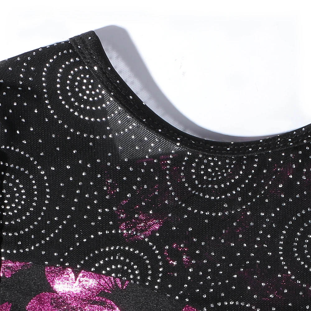 Гимнастический купальник с цветочным узором для девочек детское танцевальное