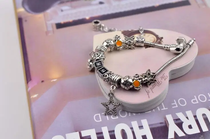 Star 2018 новый металл кристалл Бусины браслет Femme для Для женщин с серебряным