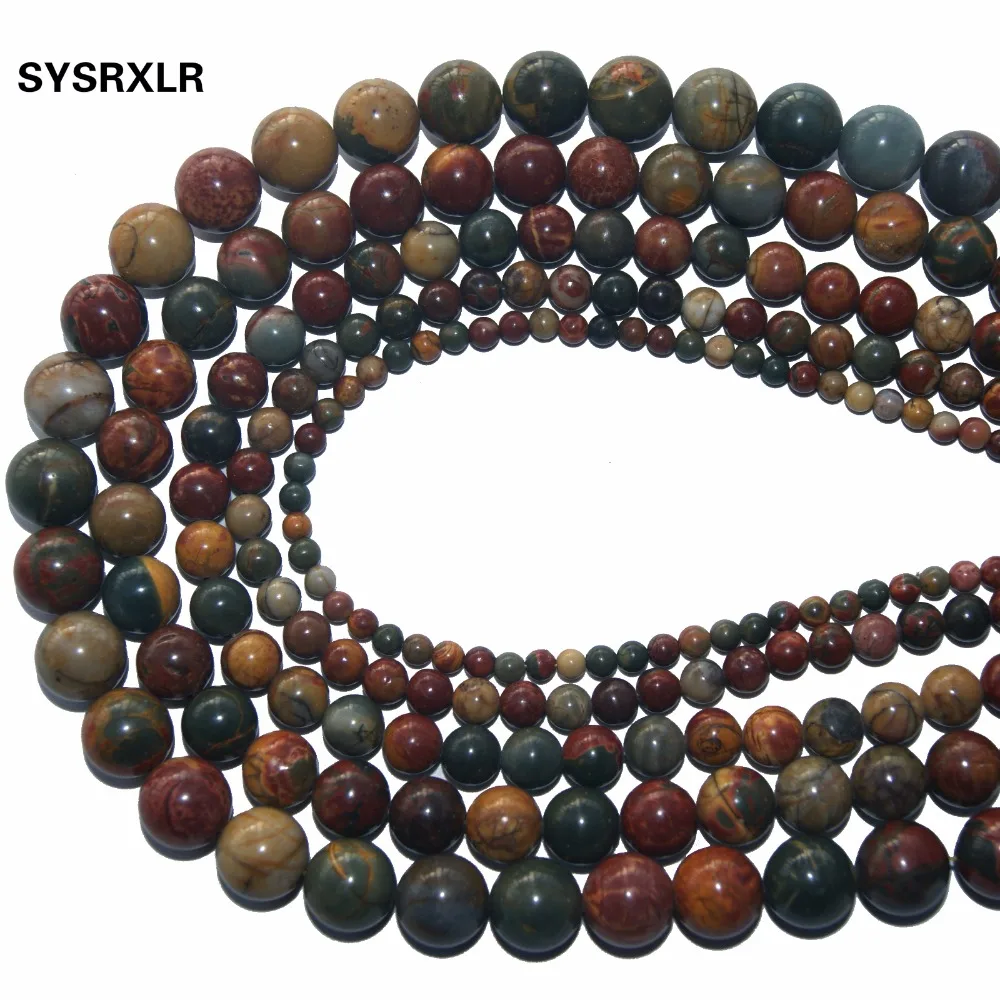 

Wholesale Natural Stone Colorful Picasso Round Loose Beads For Jewelry Making DIY Bracelet Necklace 4 6 8 10 12 MM Strand 15''