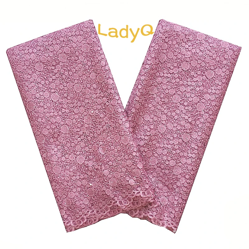 LadyQ румяна розовая кружевная ткань в нигерийском стиле 2018 Высококачественная