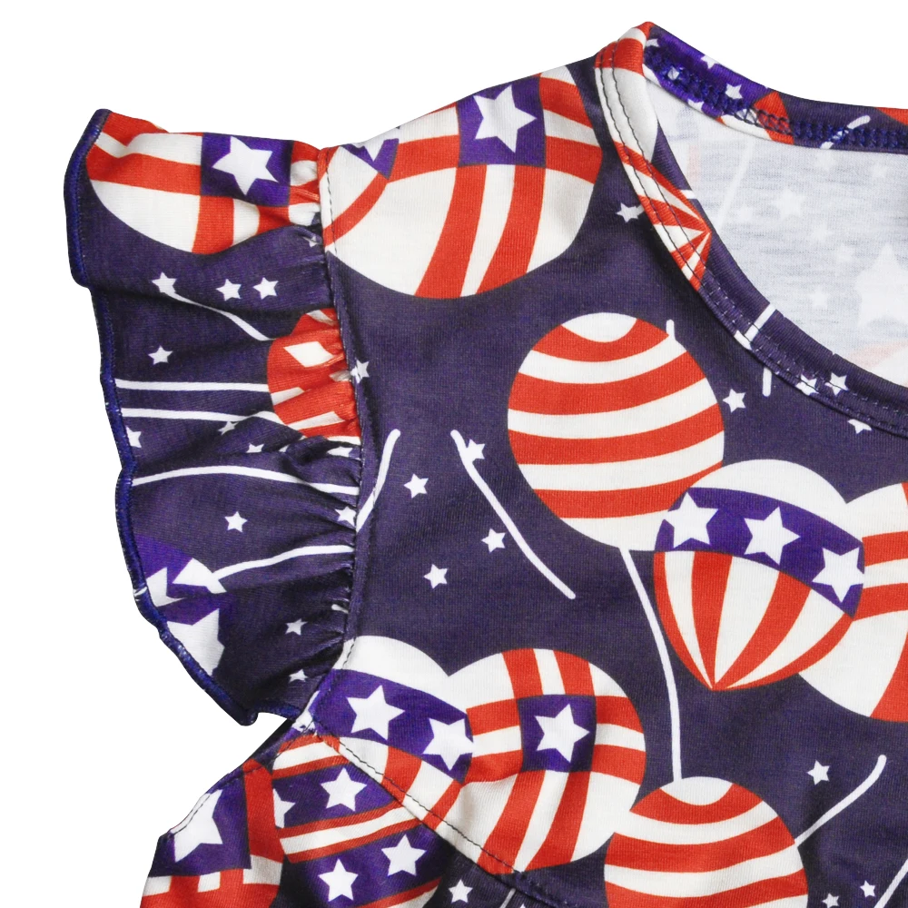 Одежда для маленьких девочек детская одежда 4 июля топ с оборками штаны