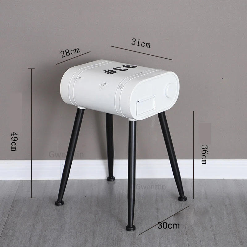 Белый Vintage Loft Gasoline Bucket Metal Stools Restaurant Bedroom Dining Chairs Petrol Barrel Chair Industrial Decor Bar Small Stool - Цвет: Белый