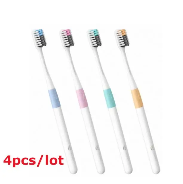 4pcs per lot 4 шт./лот, оригинальная зубная щетка Xiao mi Doctor B Bass mi с мягкой щетиной, 4 цвета+ дорожная коробка, Прямая поставка - Цвет: 4pcs per lot
