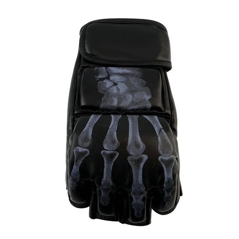 1 pair Boxing Gloves MMA Sparring Grappling Fight Punch Ultimate Mitts Leather Black PU Equipment |