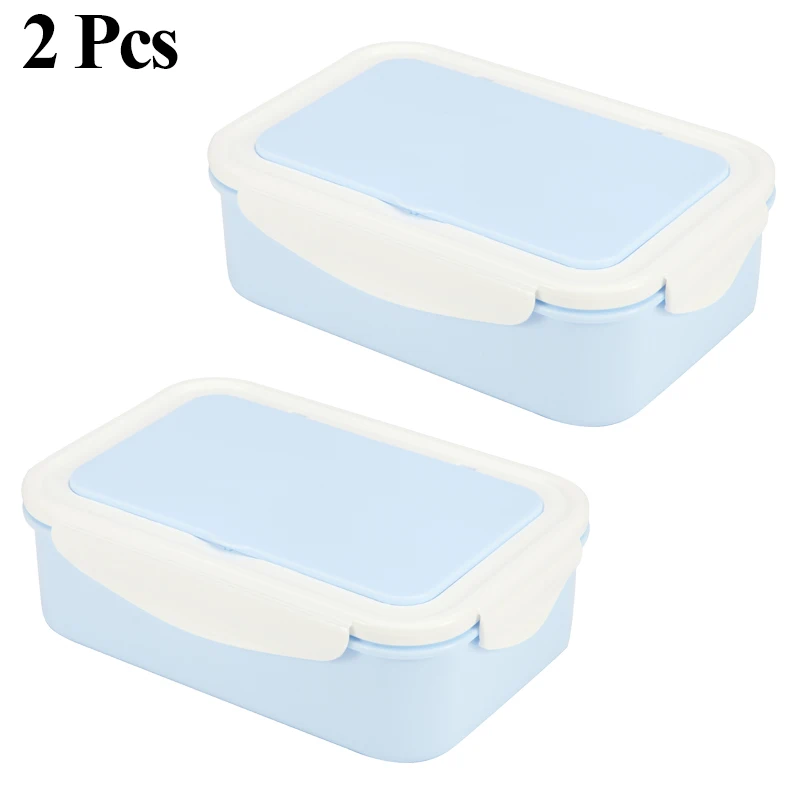 2 Pcs KT157 PP Ланч-бокс для детей 2 или 1 шт. контейнер для микроволновой печи герметичный пищевой контейнер для хранения фруктов Bento box с ложкой и вилкой - Цвет: 2 Pcs KT157