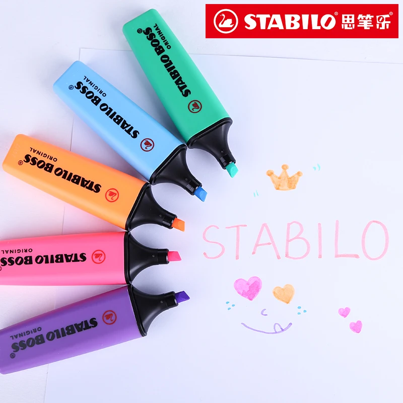 Stabilo BOSS, хайлайтер, 6 цветов, 2 мм до 5 мм, кончик, пастельный маркер, мини-хайлайтер, текстовый маркер, строцкая ручка