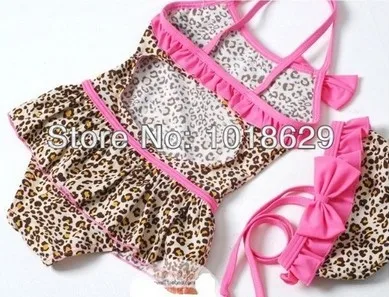 Free shipping 2013 new Leopard swimsuit girls with hat top sell swim wear One-Piece |