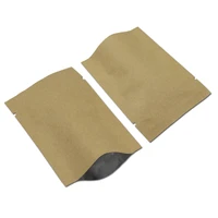 100pcs brown flat top kraft paper aluminum foil package bag mylar foil nuts dried fruit heat seal storage packing pouch